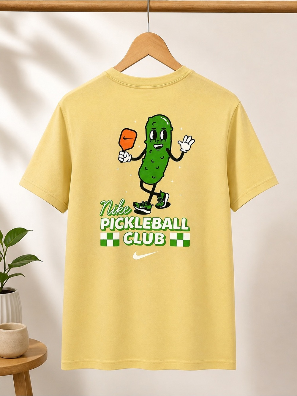 Nike 100% Cotton Yellow Pickleball Club Graphic Tee (347)